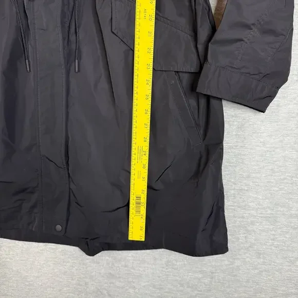 Athleta Size Large Windout Jacket Long Rain Coat Black Hooded - Picture 3 of 12